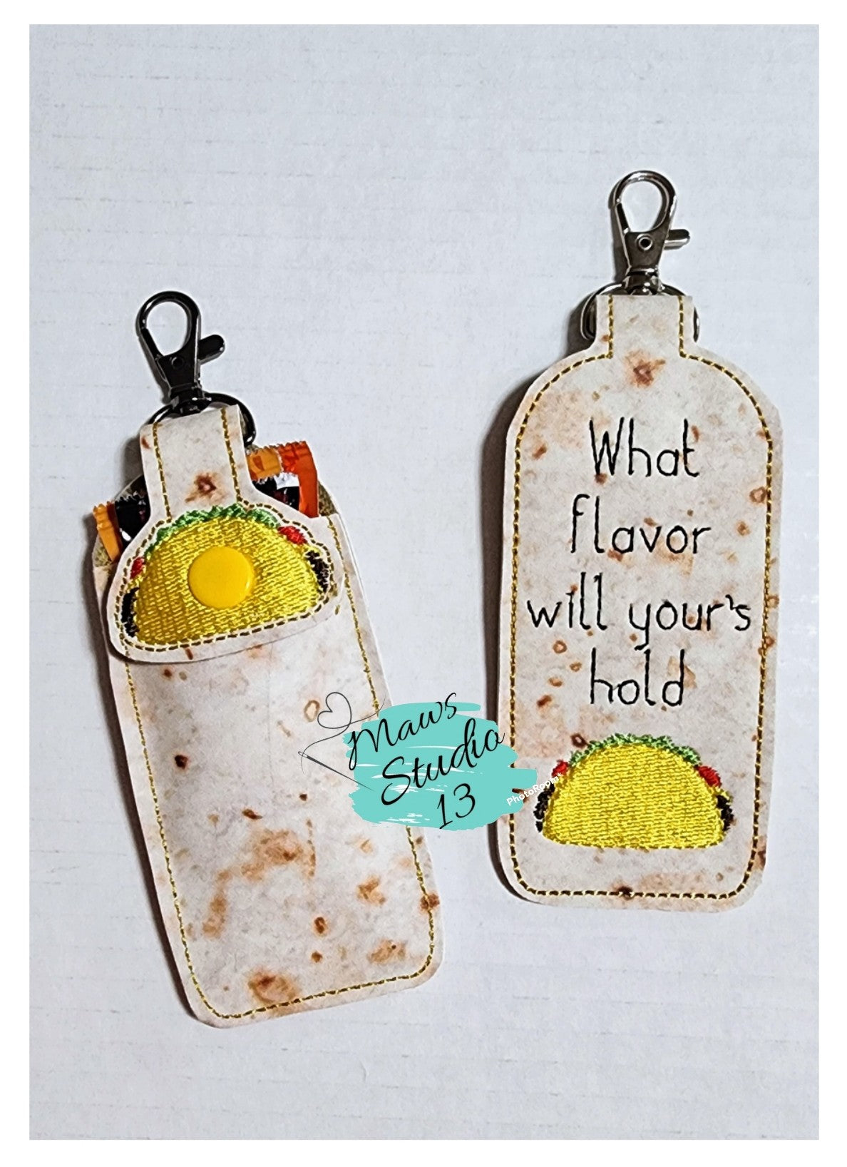 Taco Sauce packet Pocket clip keychain