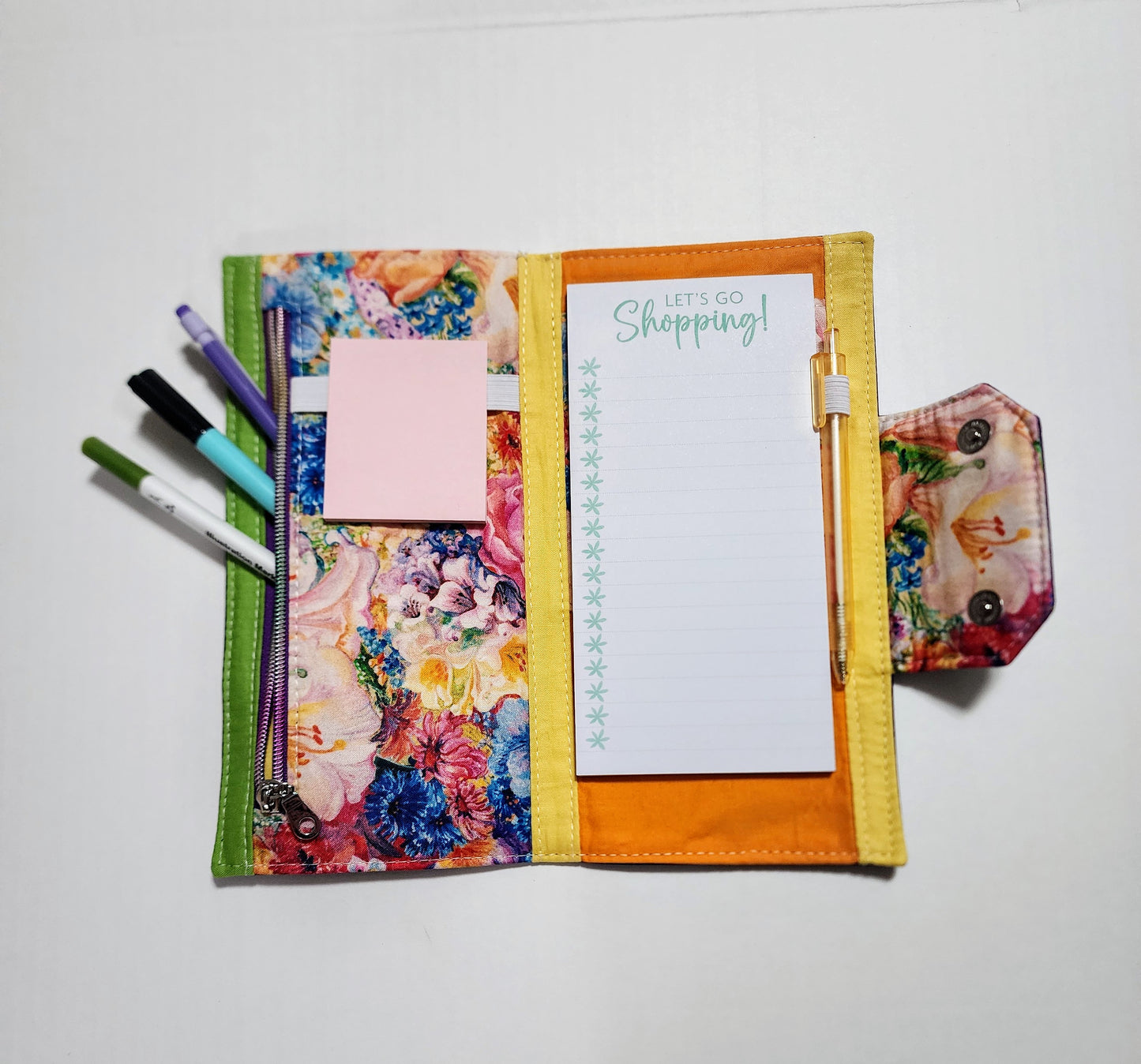 Floral print Shopping list notepad organizer
