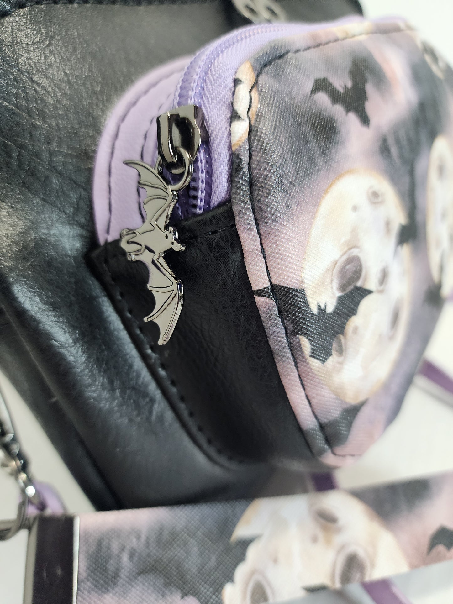 Bats and Moons Shoulder / Crossbody Bag with matching wristlet keychain