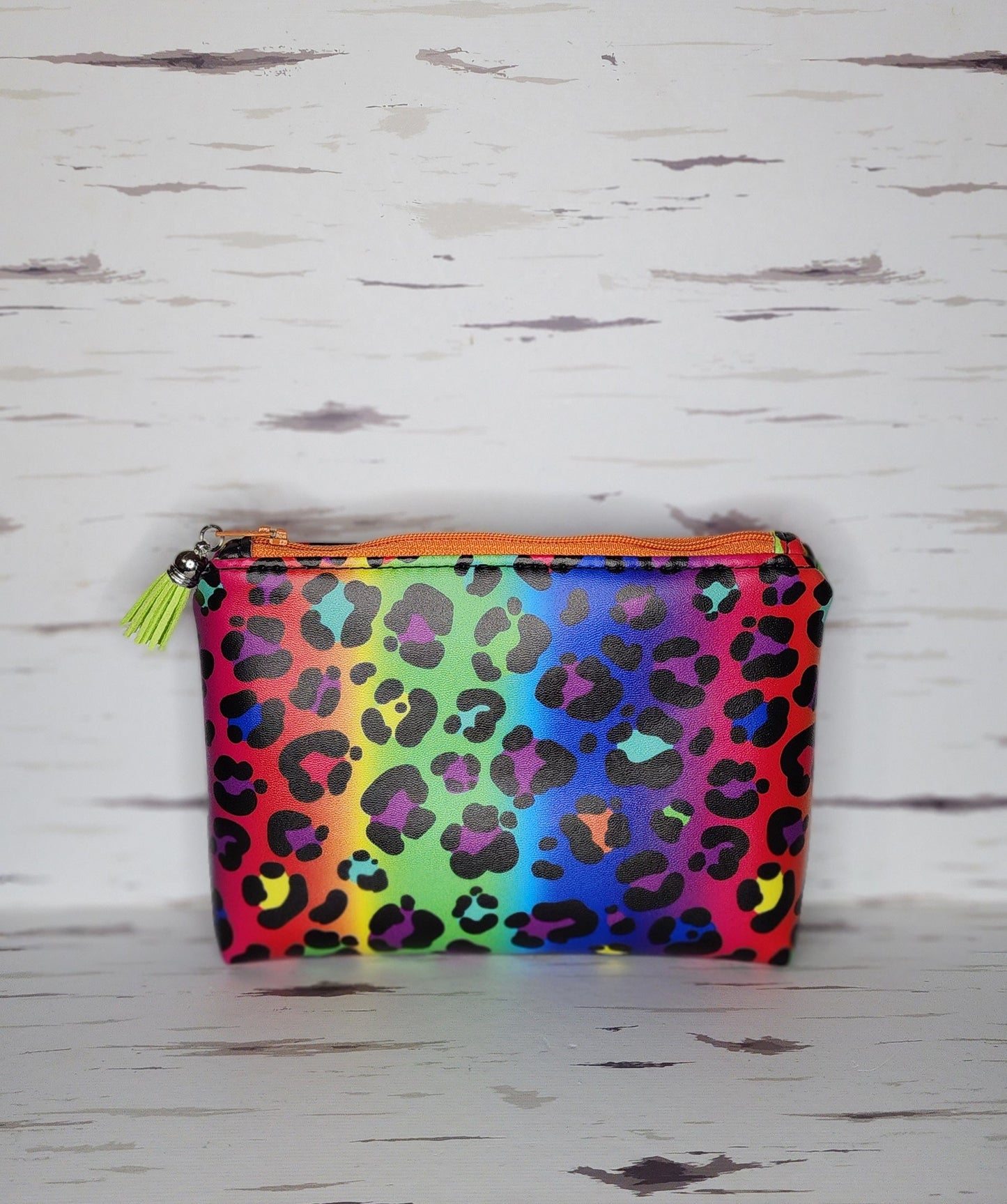 Rainbow Cheetah Boxed Bottom Zipper pouch