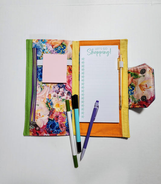 Floral print Shopping list notepad organizer