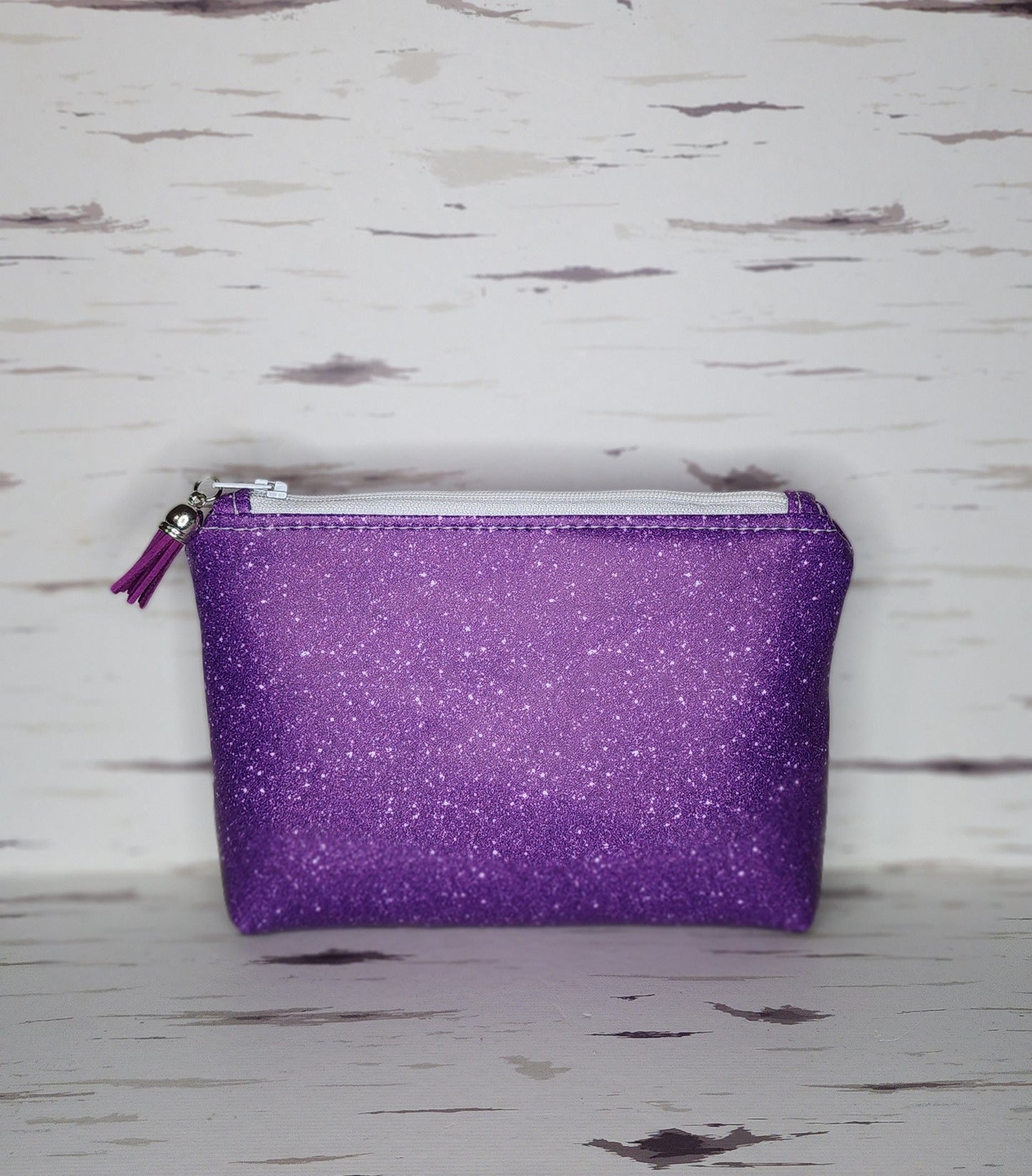 Purple shimmer Boxed Bottom zipper pouch